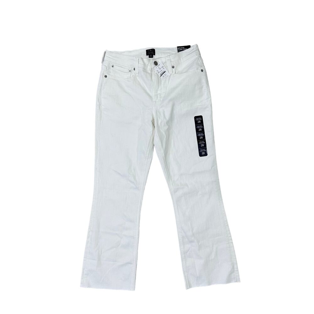 NWT J. Crew Mid-Rise Flare Crop White Jean in Signature Stretch Size 28 - Picture 4 of 7